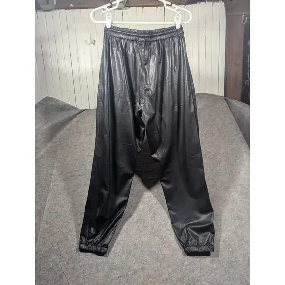 BLANKNYC Vegan Leather NWT Elastic Waist Leg Jogger Slash Pockets Black Pants-29 - Picture 5 of 7